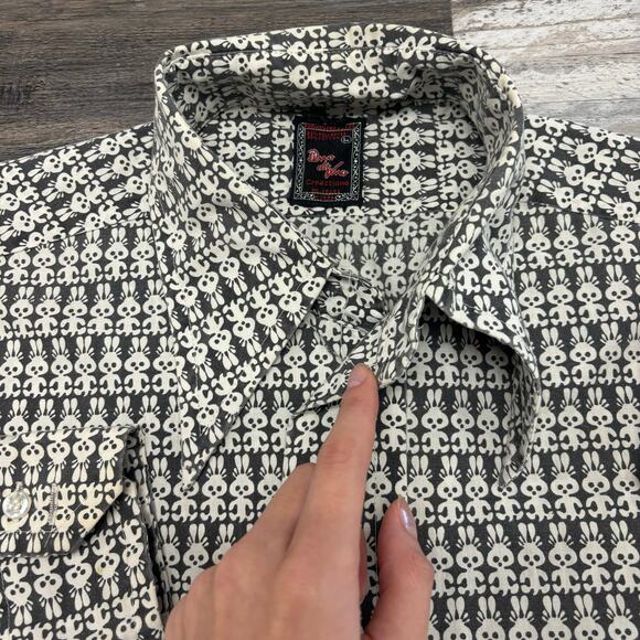 Vintage 70s Dino‎ Divino Creazzione AOP Bunny Patterned Gray Mens L Disco Shirt - Picture 5 of 9